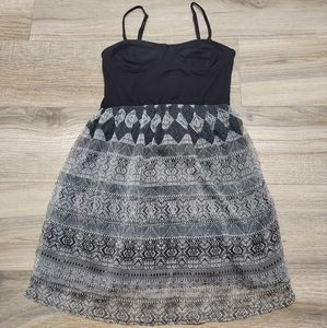 Element Bustier Printed Fit & Flare Skater Mini Dress Women's Juniors M Boho Y2k